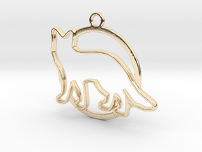Fox & circle intertwined Pendant in 14k Gold Plated Brass