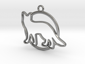 Fox & circle intertwined Pendant in Natural Silver