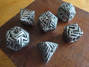 Helix Dice Set in Polished Bronzed-Silver Steel