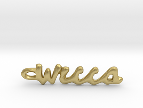 Vertical "Wicca" Word Pendant in Natural Brass