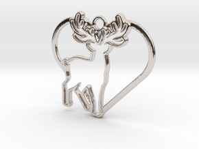 Deer & heart intertwined Pendant in Platinum