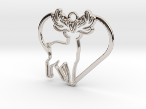 Deer & heart intertwined Pendant in Rhodium Plated Brass