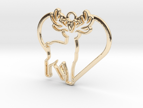 Deer & heart intertwined Pendant in 14k Gold Plated Brass