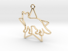 Fox & star intertwined Pendant in 14K Yellow Gold