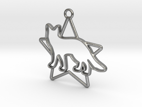 Fox & star intertwined Pendant in Natural Silver