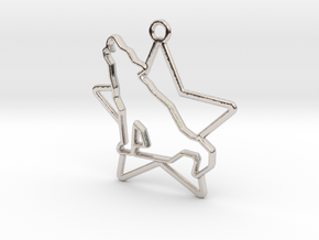 Wolf & star intertwined Pendant in Rhodium Plated Brass