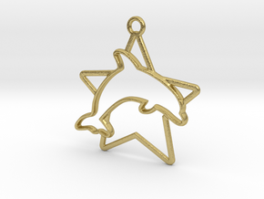 Dolphin & star intertwined Pendant in Natural Brass