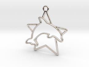 Dolphin & star intertwined Pendant in Platinum