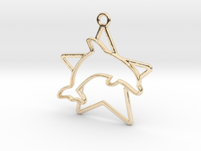 Dolphin & star intertwined Pendant in 14k Gold Plated Brass