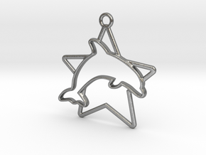 Dolphin & star intertwined Pendant in Natural Silver