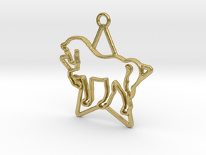 Horse & star intertwined Pendant in Natural Brass