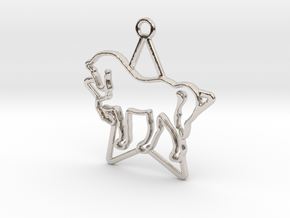 Horse & star intertwined Pendant in Rhodium Plated Brass