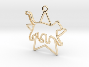 Cat & star intertwined Pendant in 14K Yellow Gold