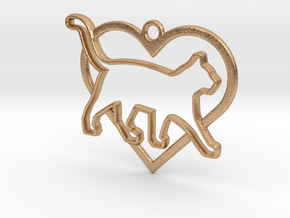 Cat & heart intertwined Pendant in Natural Bronze