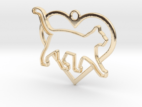 Cat & heart intertwined Pendant in 14K Yellow Gold