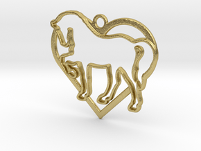 Horse & heart intertwined Pendant in Natural Brass