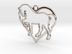 Horse & heart intertwined Pendant in Platinum