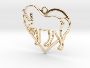 Horse & heart intertwined Pendant in 14K Yellow Gold