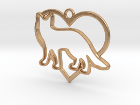 Fox & heart intertwined Pendant in Natural Bronze