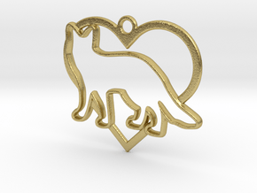 Fox & heart intertwined Pendant in Natural Brass