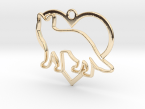Fox & heart intertwined Pendant in 14K Yellow Gold
