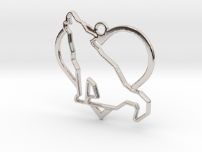 Wolf & heart intertwined Pendant in Platinum