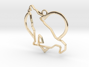 Wolf & heart intertwined Pendant in 14K Yellow Gold