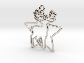 Deer & star intertwined Pendant in Platinum