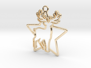 Deer & star intertwined Pendant in 14K Yellow Gold