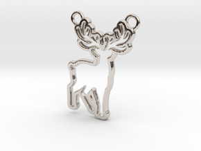 Deer Pendant in Rhodium Plated Brass