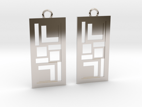 Geometrical earrings no.3 in Rhodium Plated Brass: Small