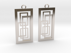 Geometrical earrings no.2 in Rhodium Plated Brass: Small