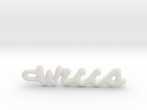 Vertical "Wicca" Word Pendant in White Natural Versatile Plastic