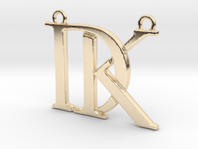 Initials D&K monogram in 14k Gold Plated Brass