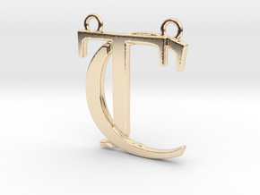 Initials C&T monogram in 14k Gold Plated Brass