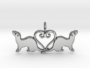 Double ferret pendant in Polished Silver