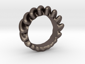 Creeping Sound Ring in Polished Bronzed-Silver Steel