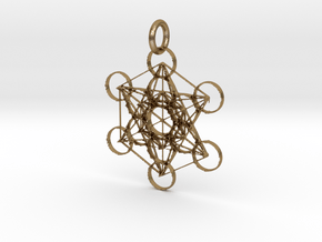 Metatron Sacred Geometry in Polished Gold Steel: Extra Small