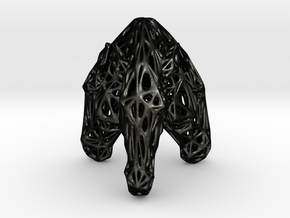 Triple Voronoi Marwari Horse (001) in Matte Black Steel