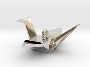 Origami Crane Pendant in Platinum