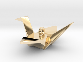 Origami Crane Pendant in 14K Yellow Gold