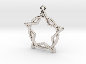 Star and circle intertwined in Rhodium Plated Brass