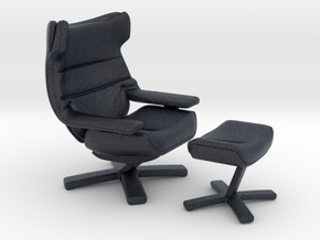 Miniature Re-vive Wing Back Chair - Natuzzi in Black PA12: 1:12
