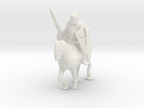 S Scale Knight on Horse in White Natural Versatile Plastic