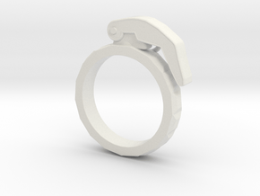 The Gringade - Grenade Ring (Size 7) in White Natural Versatile Plastic: 7 / 54
