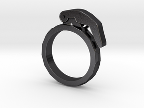 The Gringade - Grenade Ring (Size 7) in Polished and Bronzed Black Steel: 7 / 54