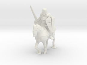O Scale Knight on a Horse in White Natural Versatile Plastic