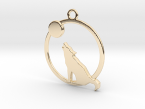 Wolf & moon in 14k Gold Plated Brass