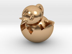 Hatching Chick Emoji Pendant in Polished Bronze