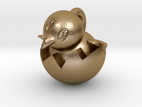 Hatching Chick Emoji Pendant in Polished Gold Steel